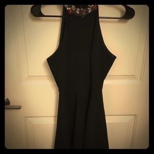LuLus Black Jeweled Collar Dress